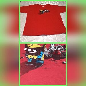 Vibrant Red Short Sleeve Tees with Graphic Designs